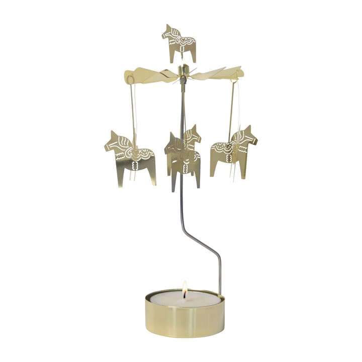 Portavelas giratorio caballo Dalarna grande 25 cm - Dorado - Pluto Produkter