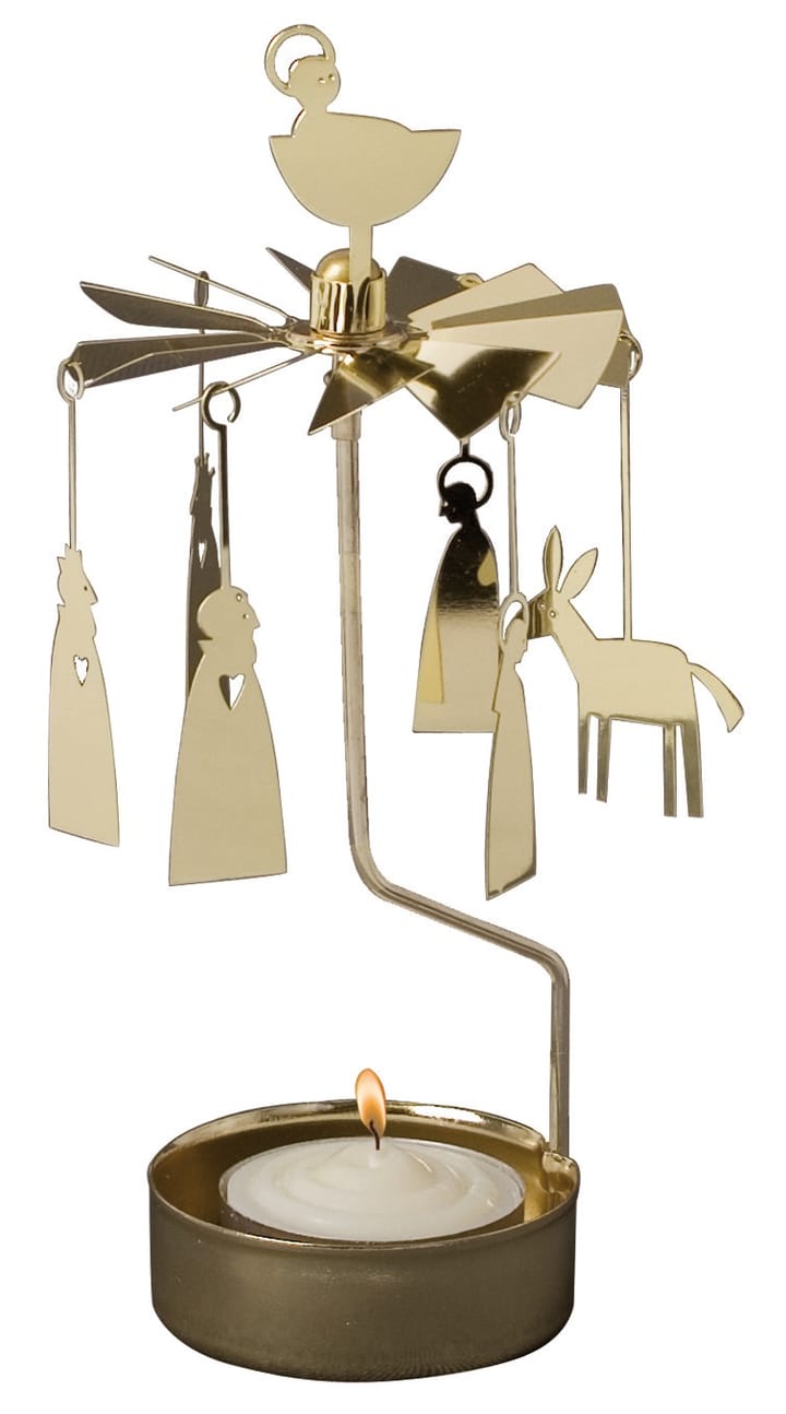 Portavelas giratorio Navidad - Portal de Belén, dorado - Pluto Produkter