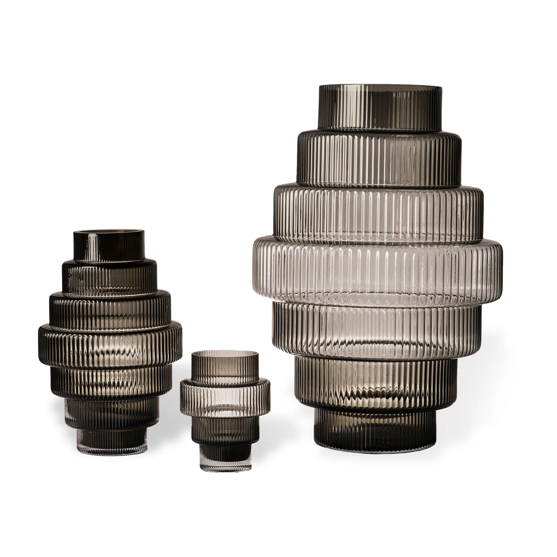 Portavelas Steps Ø12 cm, Gris oscuro POLSPOTTEN