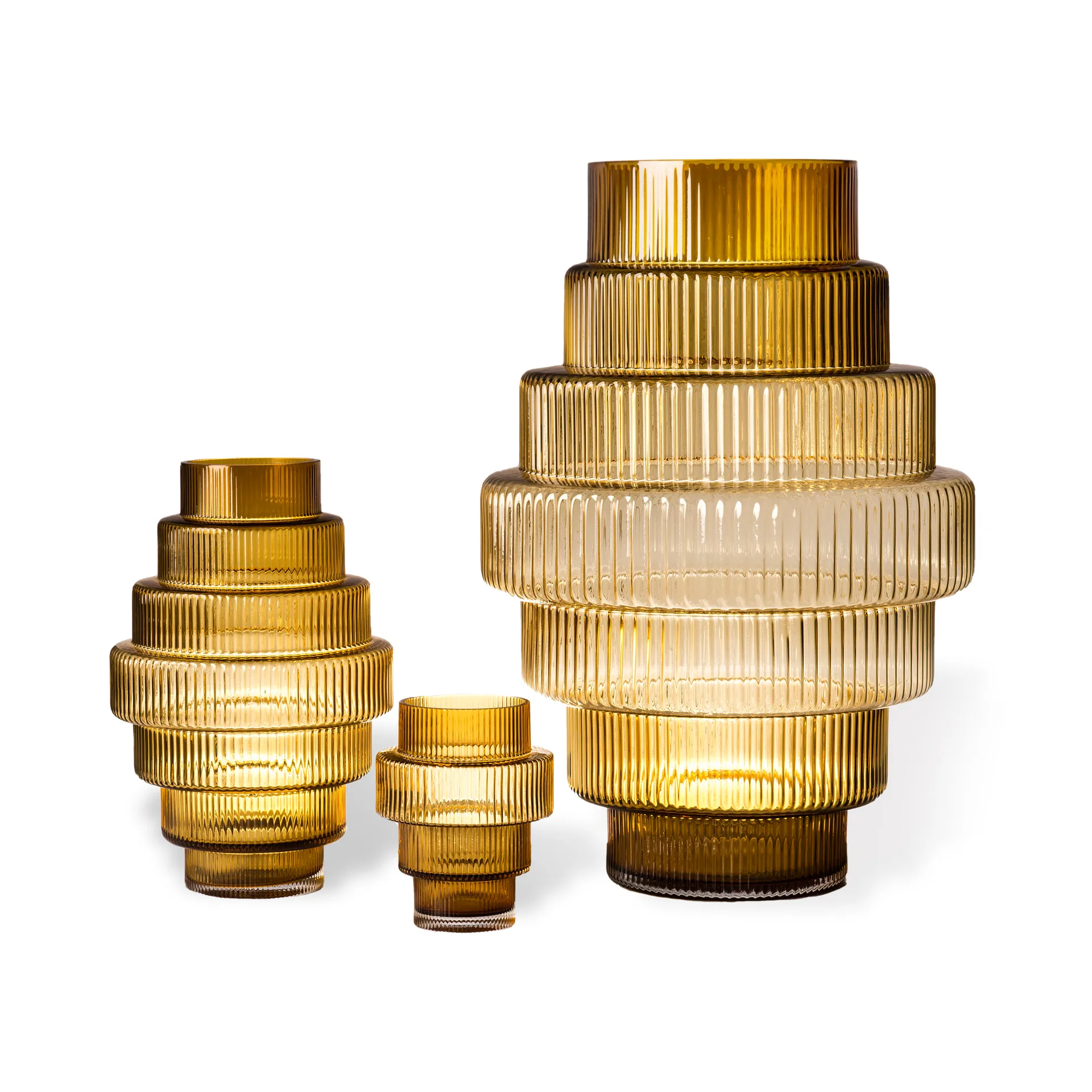 Portavelas Steps Ø12 cm, Ocre POLSPOTTEN