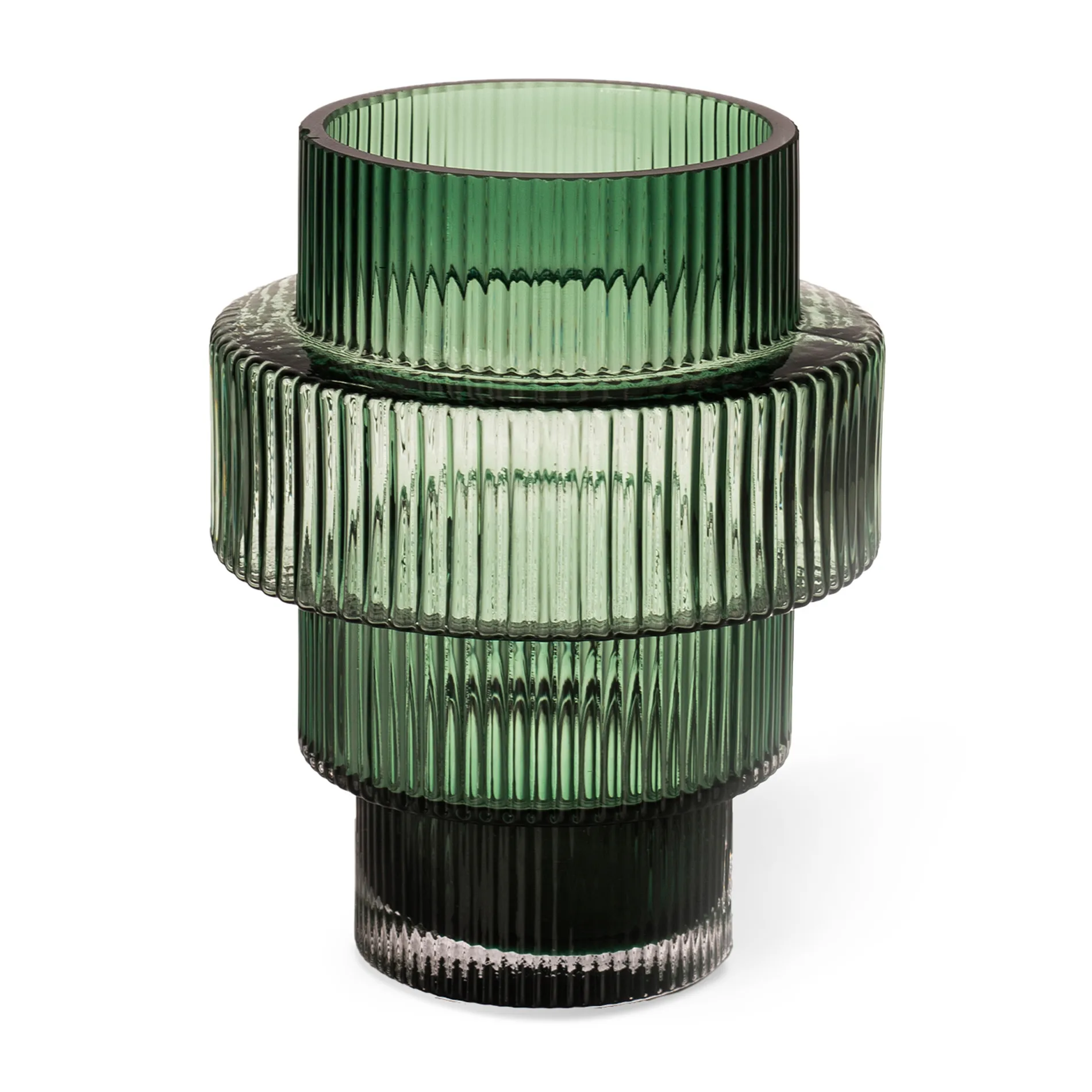 Portavelas Steps Ø12 cm, Verde oscuro POLSPOTTEN