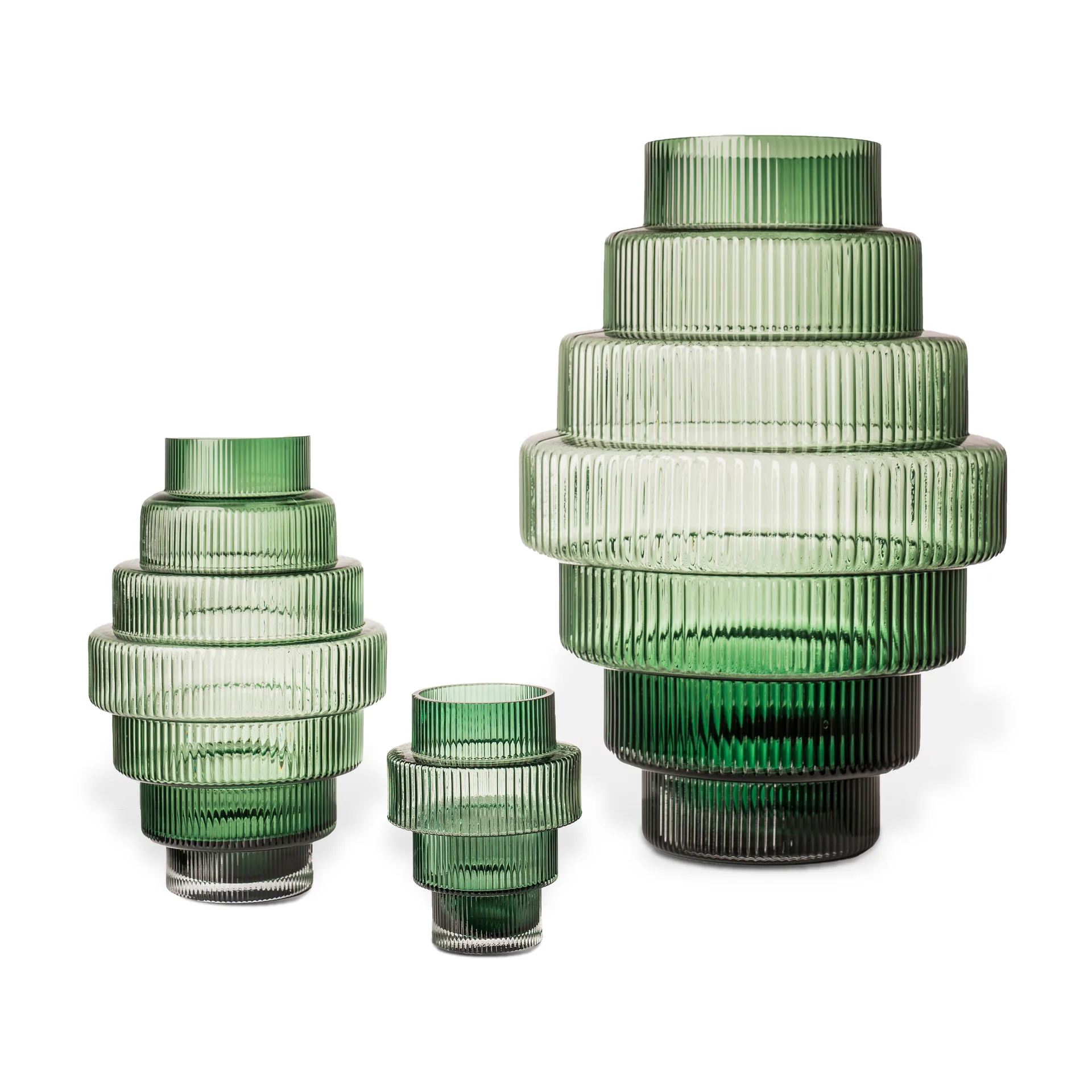 Portavelas Steps Ø12 cm, Verde oscuro POLSPOTTEN