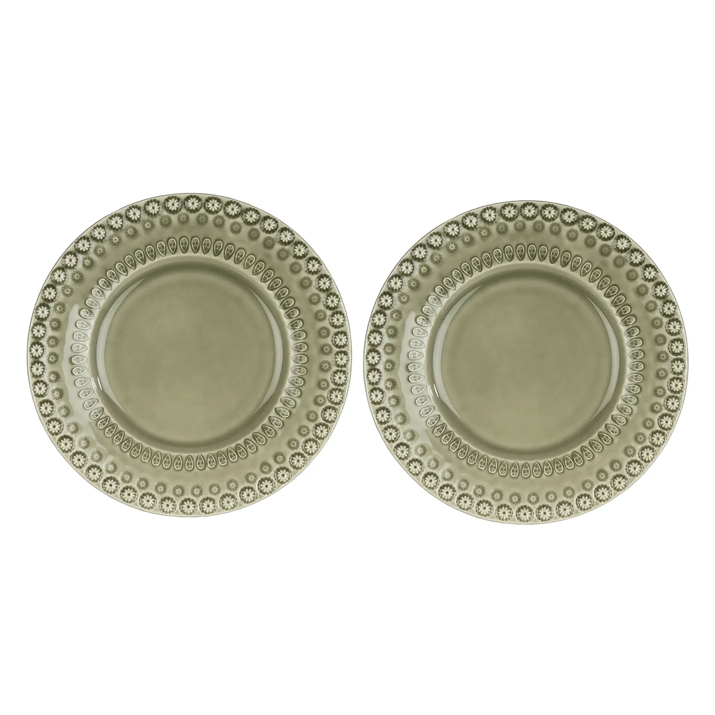 2 Platos de postre Daisy Ø22 cm, Faded army (verde) PotteryJo