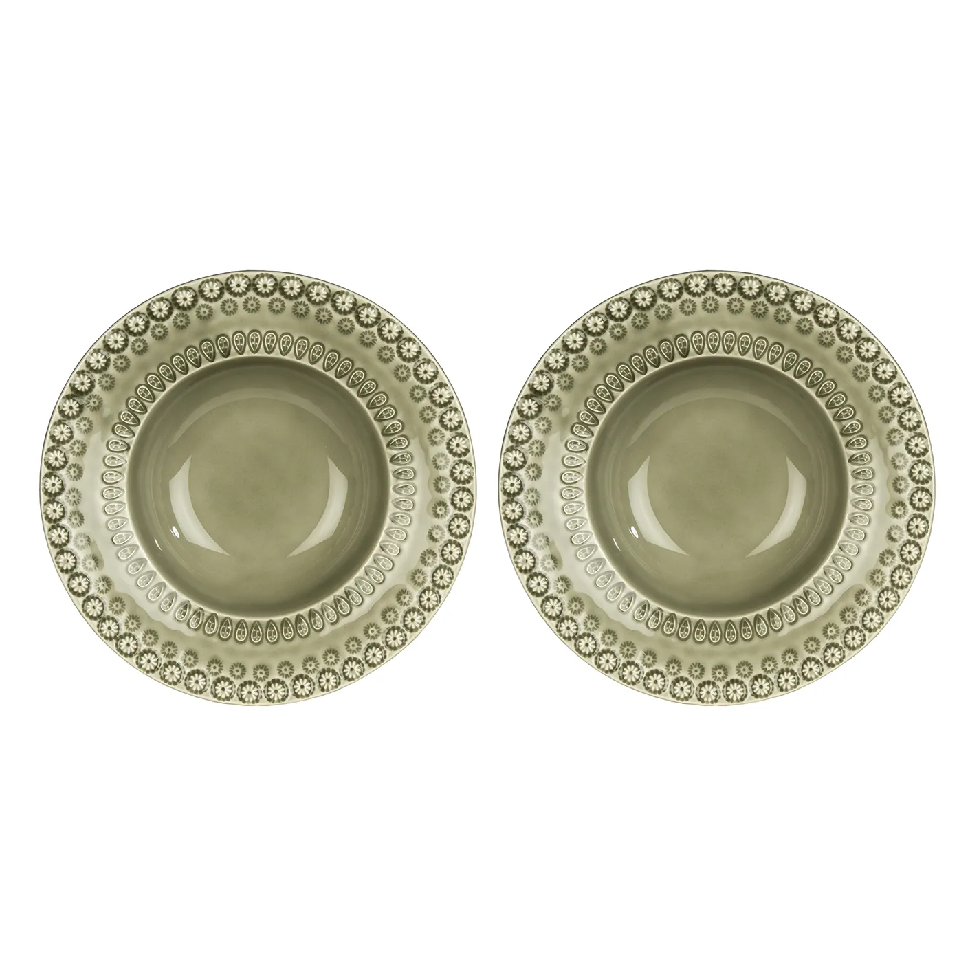 2 Platos hondos Daisy Ø 21 cm, Faded army (verde) PotteryJo