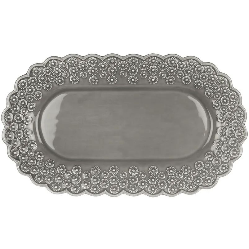 Fuente de servir ovalada Ditsy, Soft grey (gris) PotteryJo