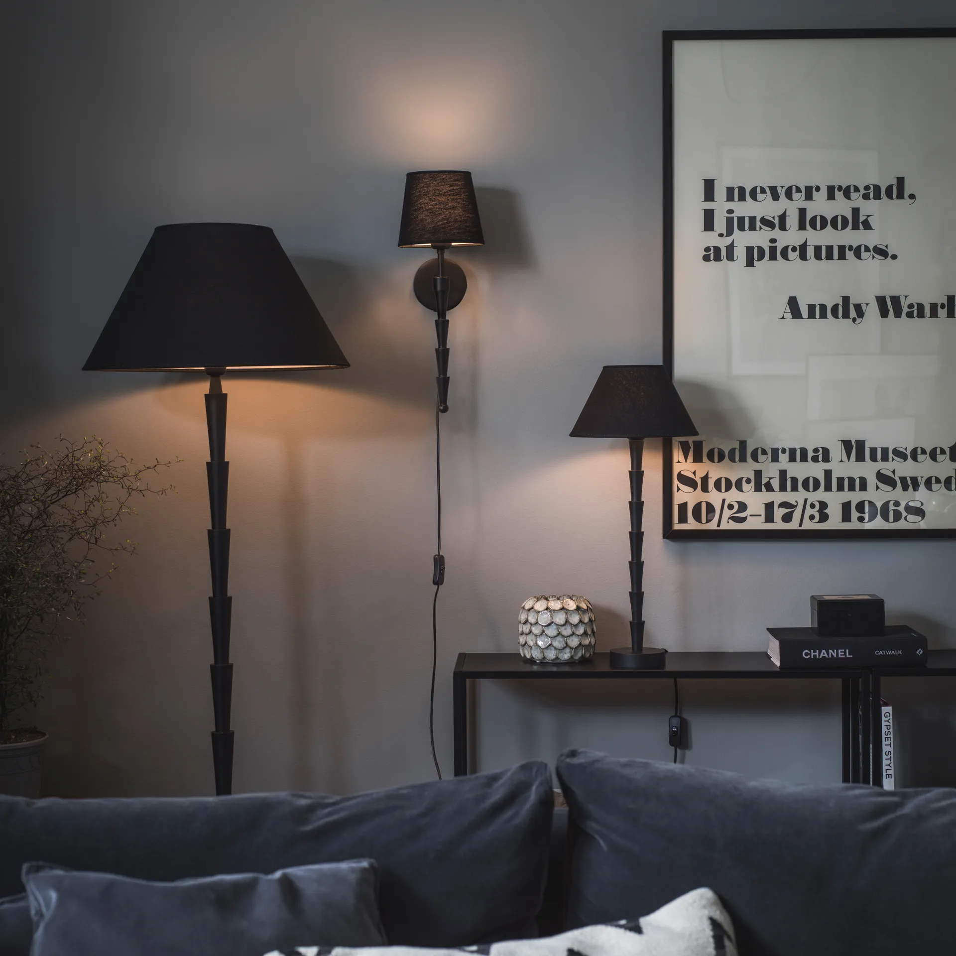 Lámpara de pared Chloe 38 cm, negro mate PR Home