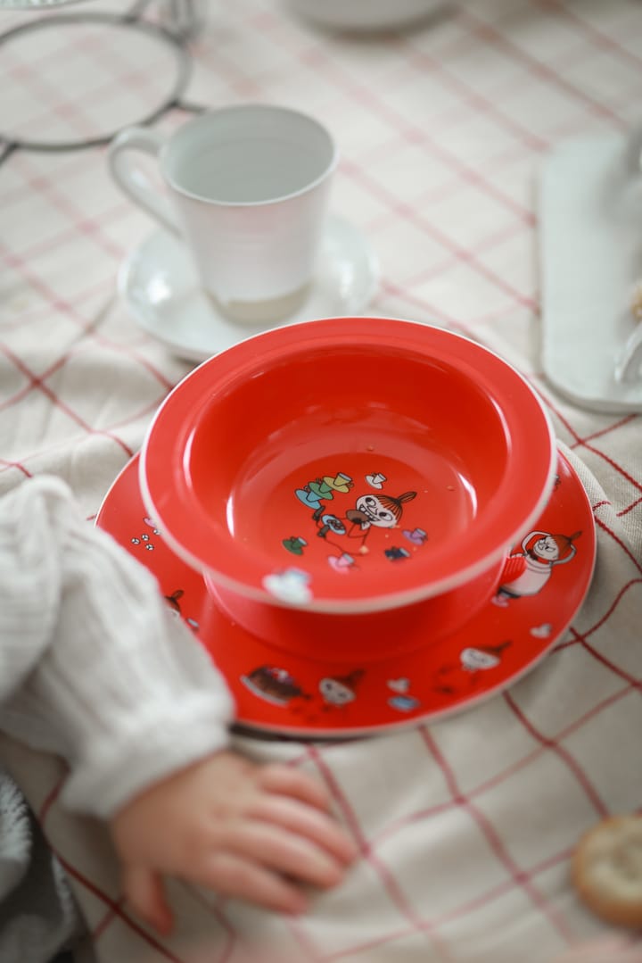 Mumin Lilla My plato con ventosa Ø15,5 cm, Rojo Rätt Start