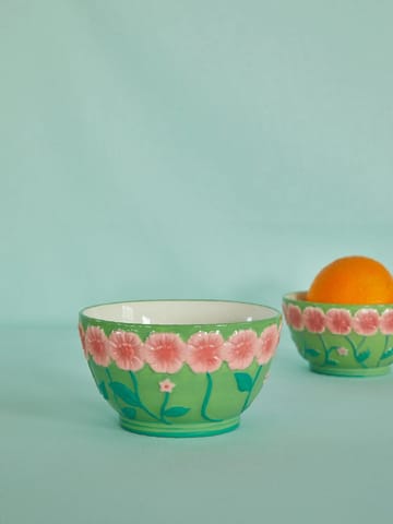 Bol de cerámica Rice Embossed Flower Ø14,5 cm - Sage green - RICE