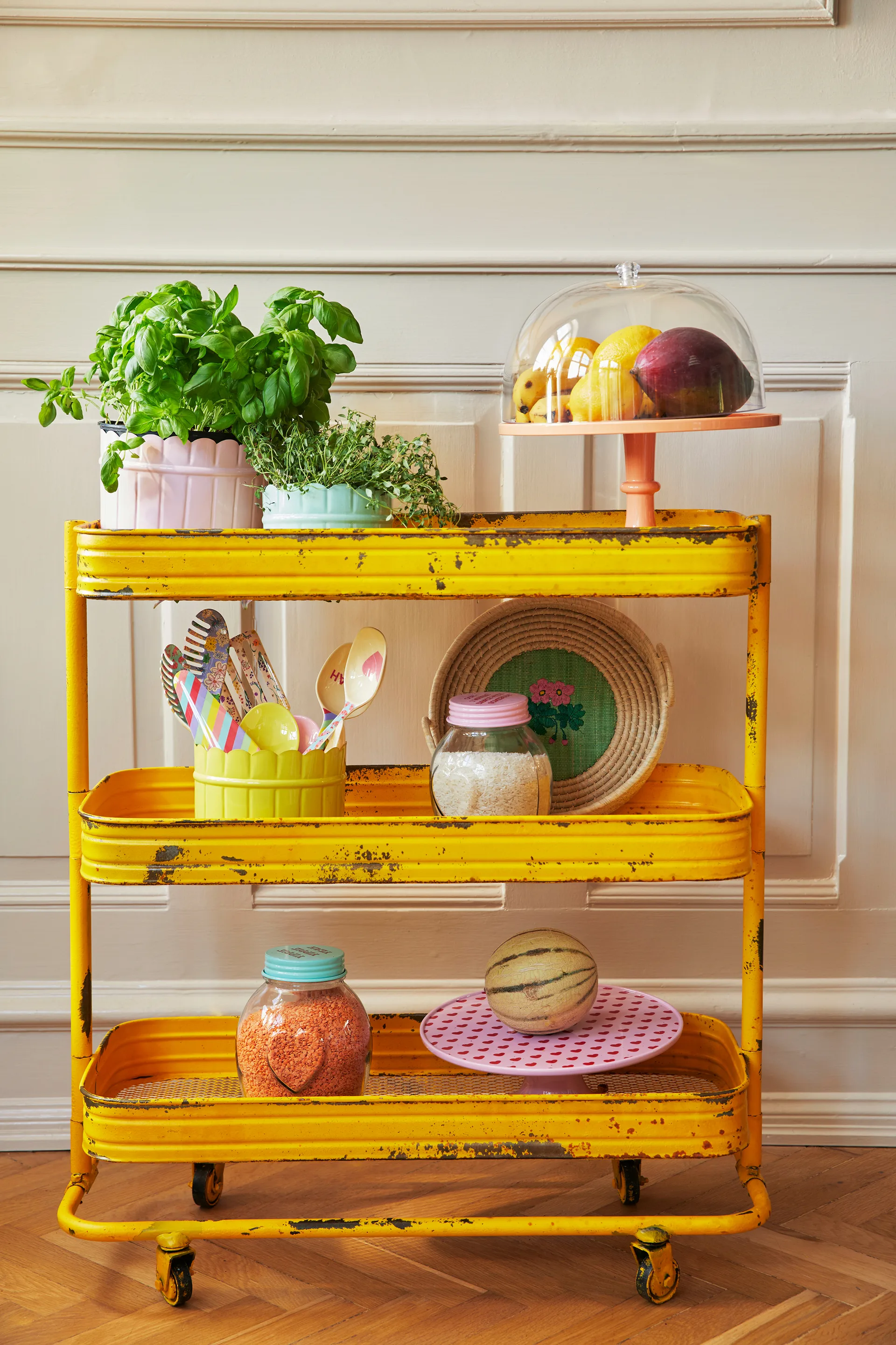 Bote de cristal con tapa Rice large 1,8 L, Pink RICE