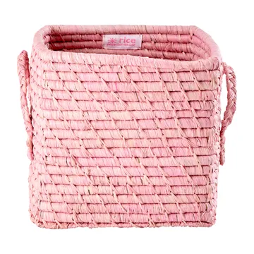 Cesta de rafia con asa Rice 20x20 cm - Soft pink - RICE