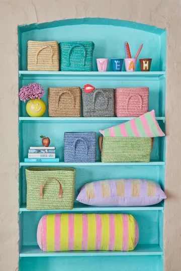 Cesta de rafia con asa Rice 20x20 cm - Soft pink - RICE