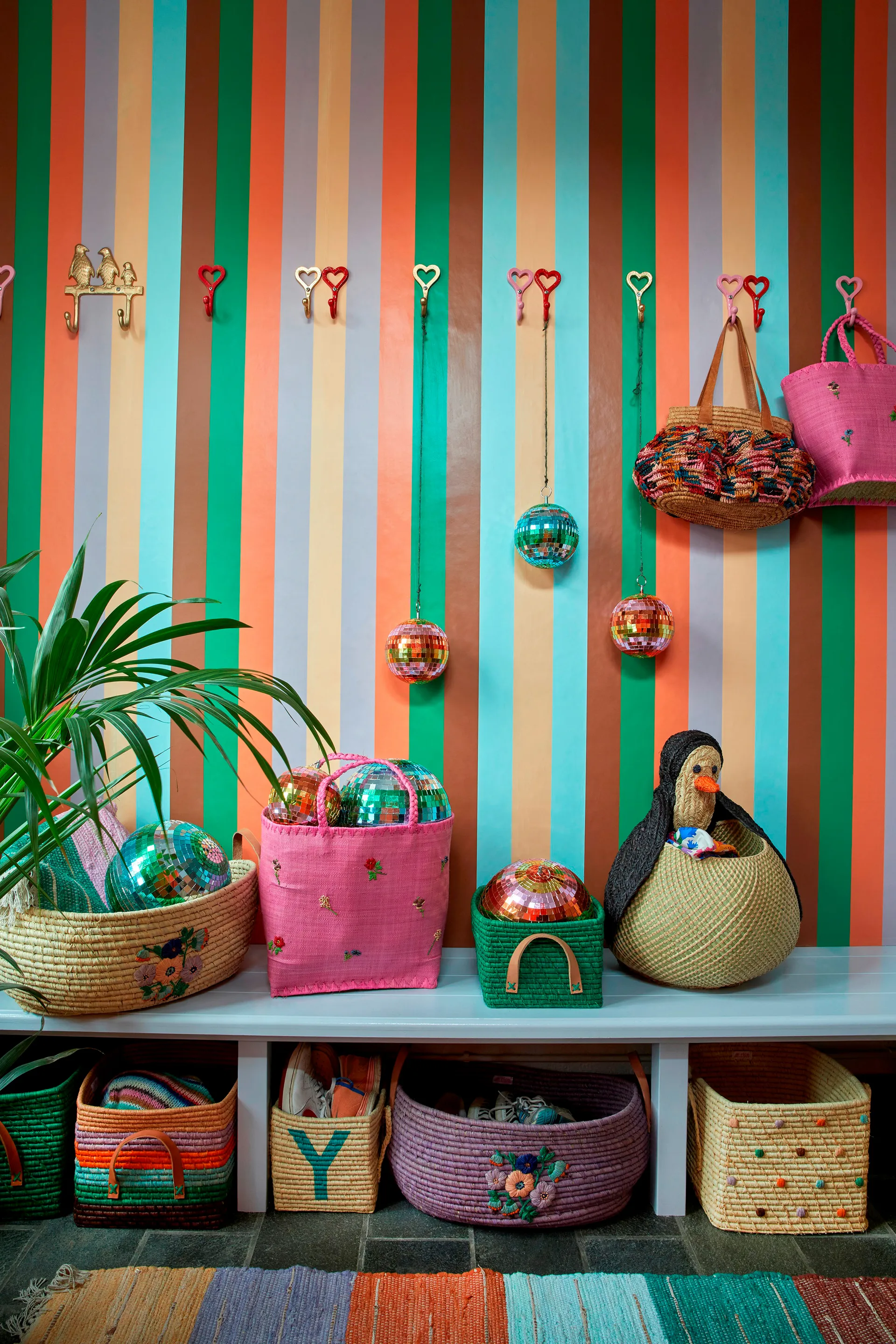 Cesta Rice rafia 24x34 cm, verde RICE