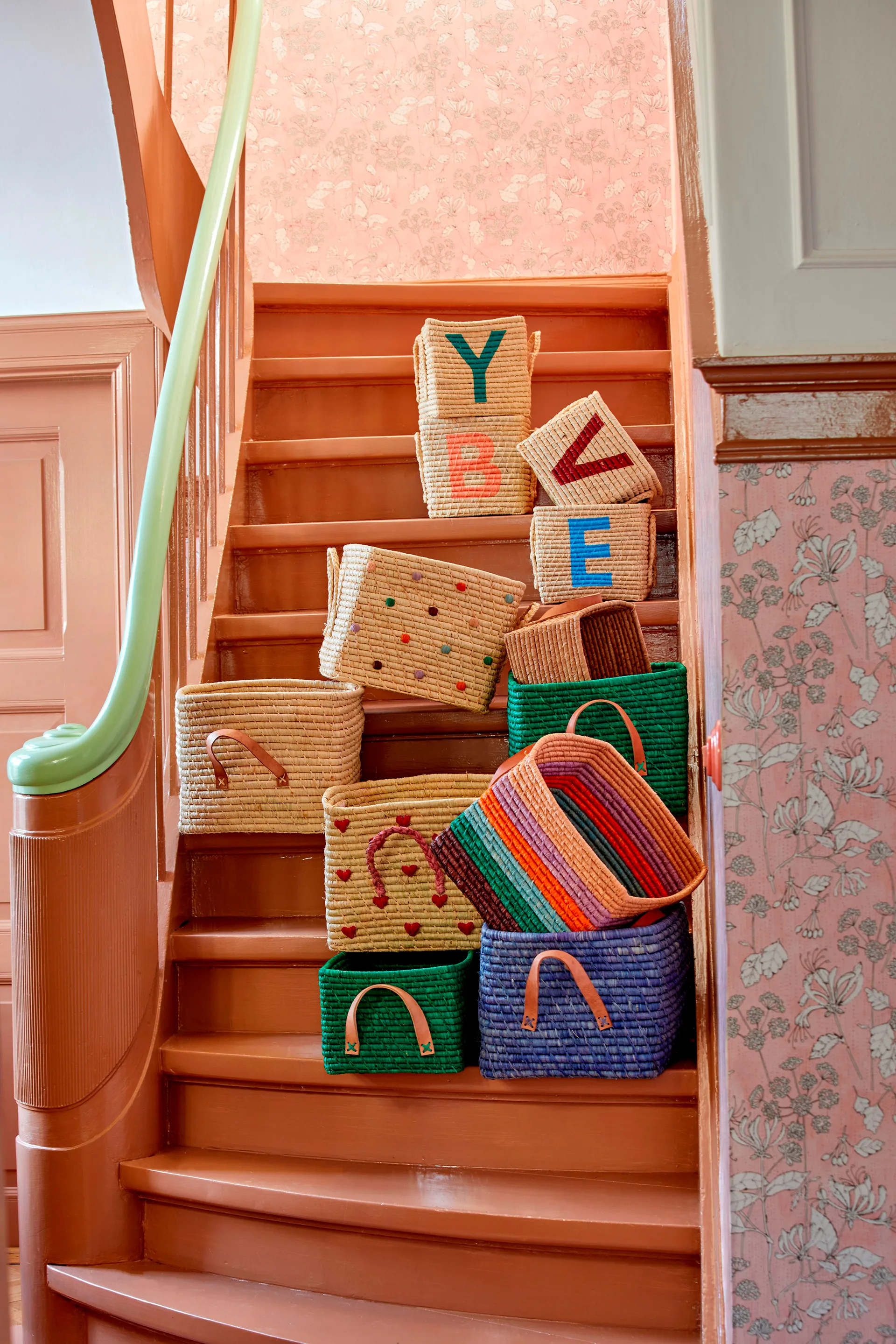 Cesta Rice rafia 24x34 cm, verde RICE