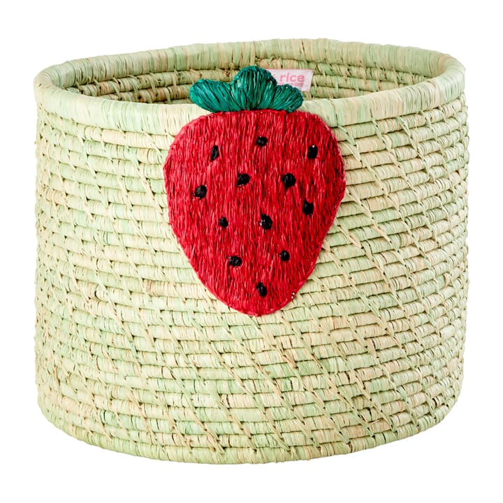 Cesta Rice rafia Ø35 cm, Strawberry embroidery RICE