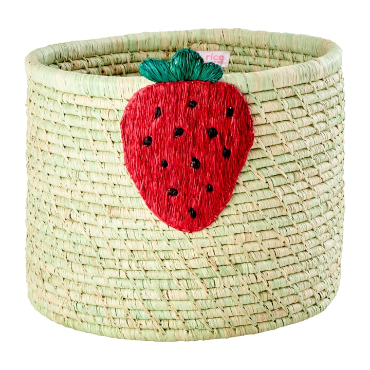Cesta Rice rafia Ø35 cm - Strawberry embroidery - RICE