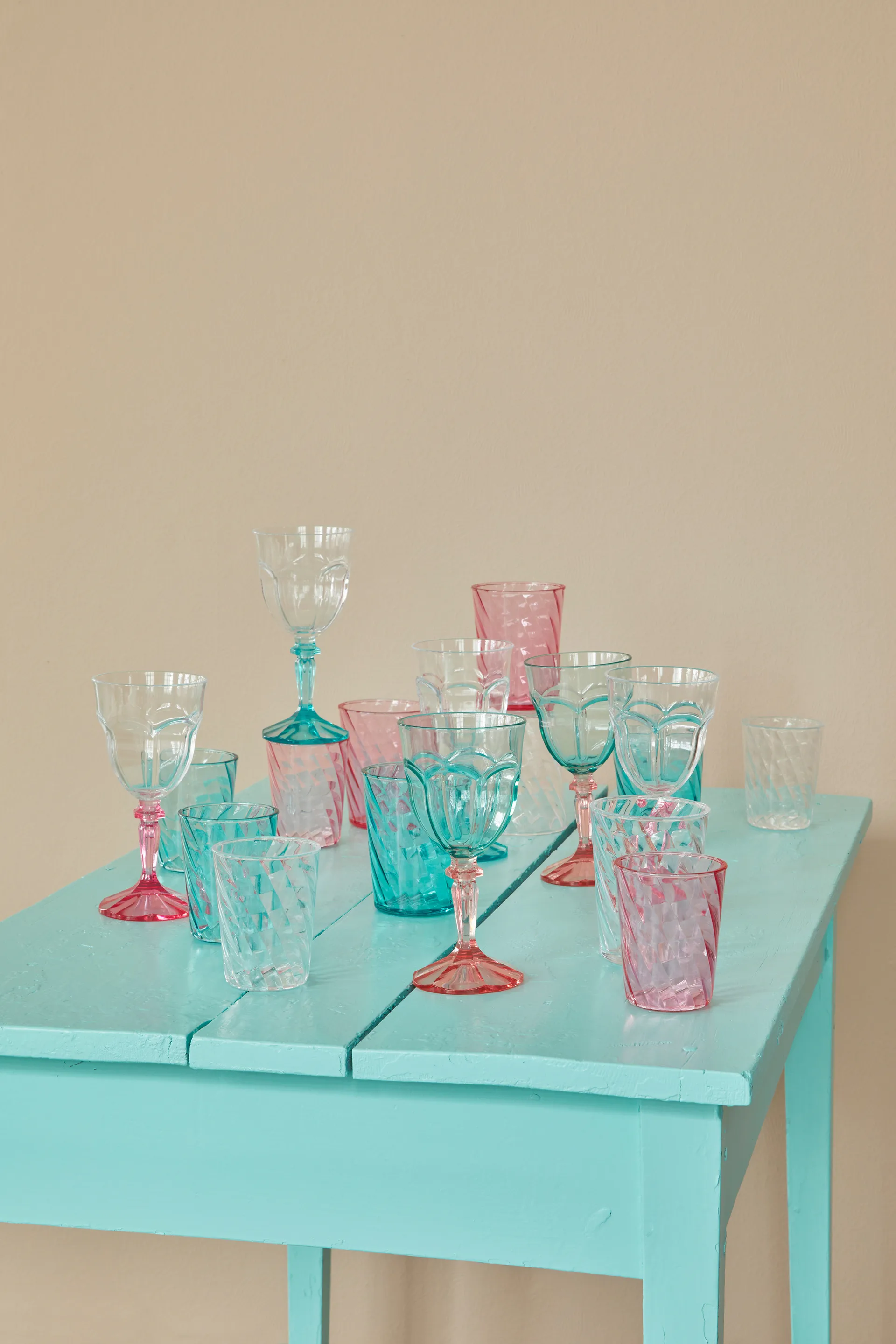 Copa de vino Rice Two Tone acrílico 26,6 cl, Mint-pink RICE