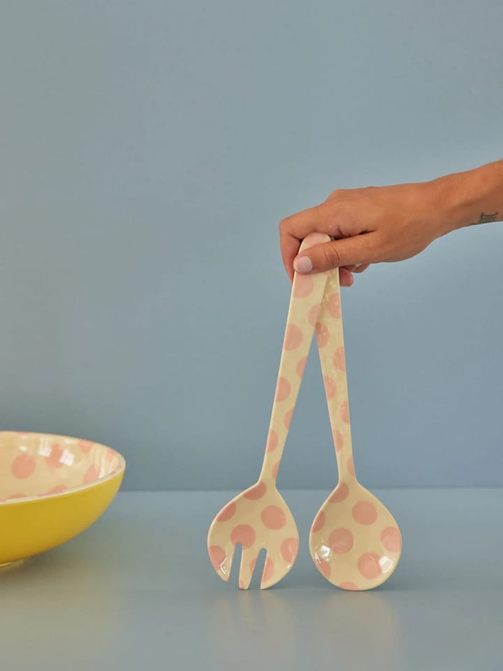 Cubiertos de ensalada Rice melamina 2 piezas, Pink dots RICE