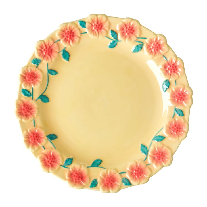 Plato de cerámica Rice Embossed Flower Ø25,5 cm - Creme - RICE