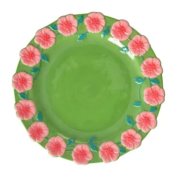 Plato de cerámica Rice Embossed Flower Ø25,5 cm - Sage green - RICE
