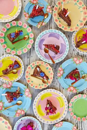 Plato de cerámica Rice Embossed Flower Ø25,5 cm - Sage green - RICE