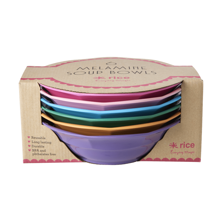 Plato hondo para sopa Rice melamina Ø19 cm, 6 piezas - Multicolor - RICE