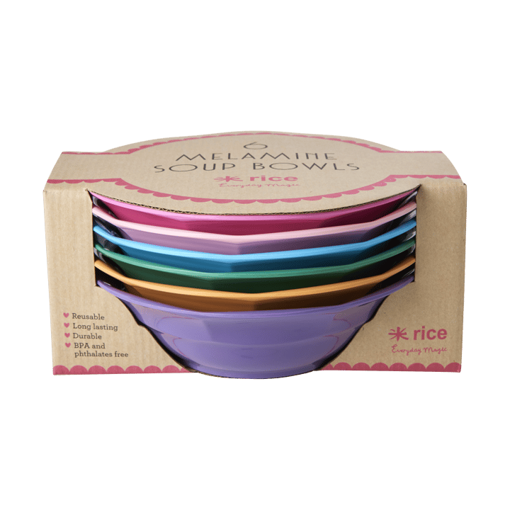 Plato hondo para sopa Rice melamina Ø19 cm, 6 piezas, Multicolor RICE
