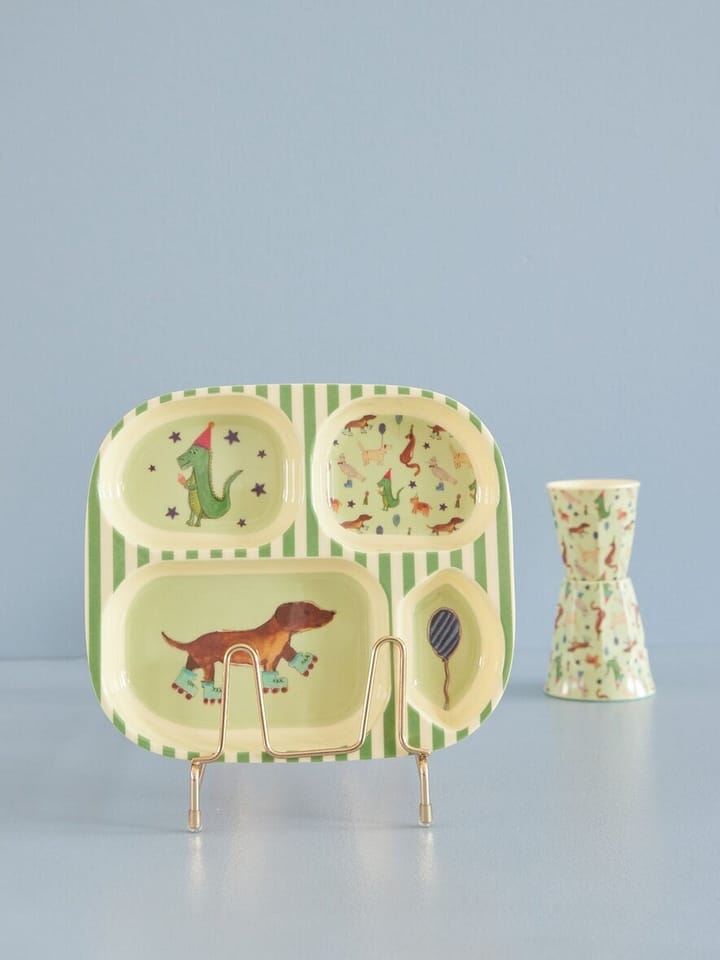 Plato infantil melamina Rice 4 compartimientos, Animal print-green RICE