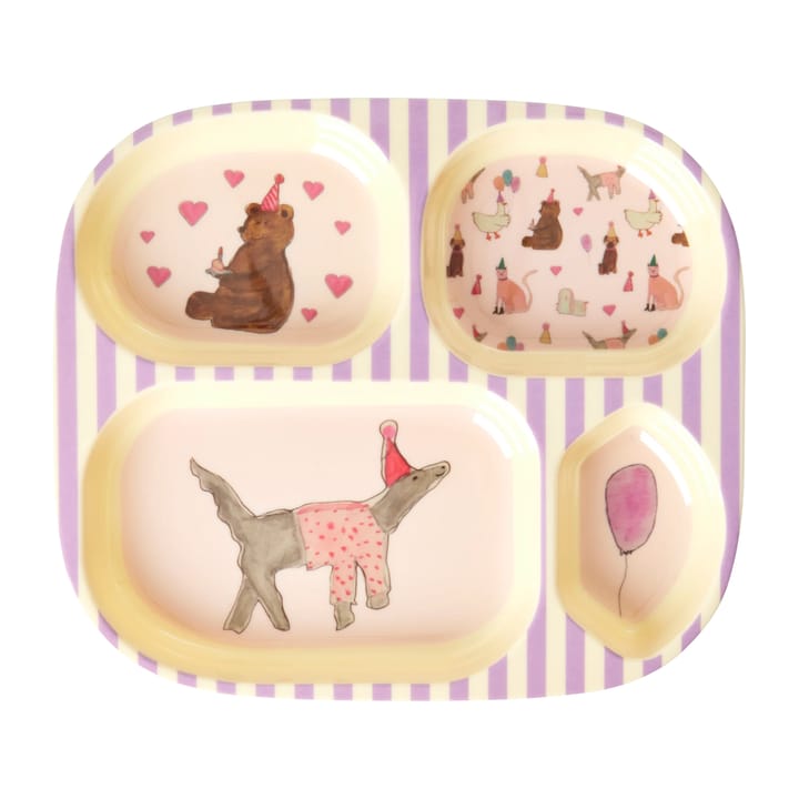 Plato infantil melamina Rice 4 compartimientos - Animal print-lavender - RICE