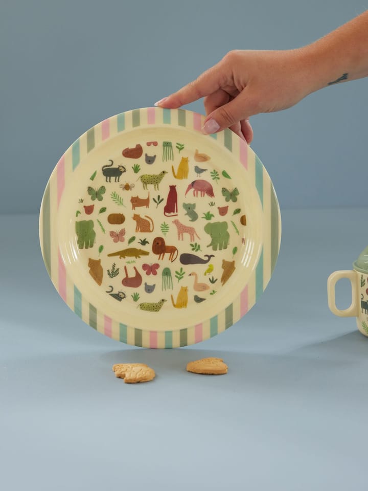 Plato infantil Rice melamina Ø22 cm, Estampado Jungla Dulce RICE