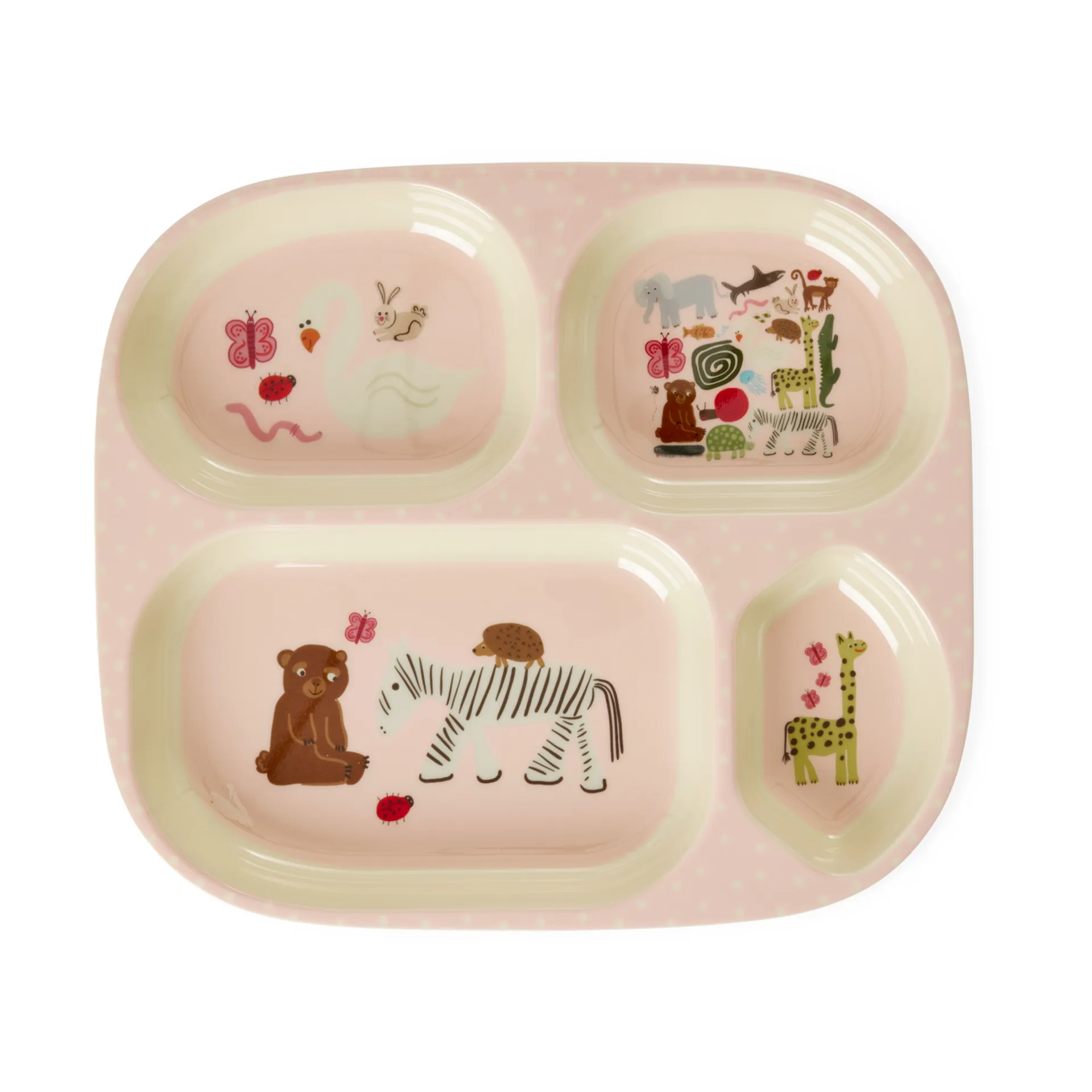 Plato infantil Rice wildlife 4 compartimentos, Pink RICE
