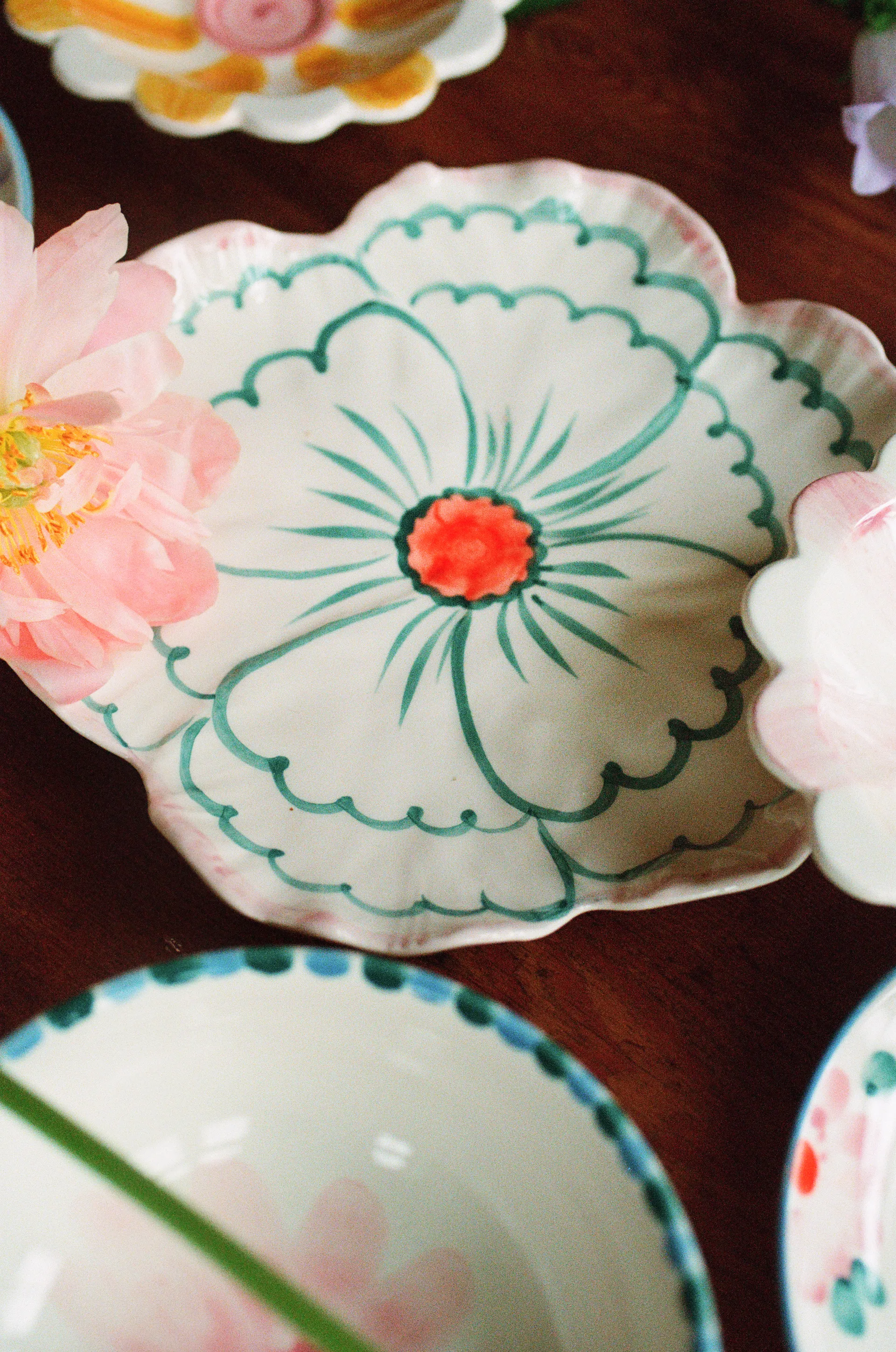 Plato Rice Flower Ø19,5 cm, Pink border RICE