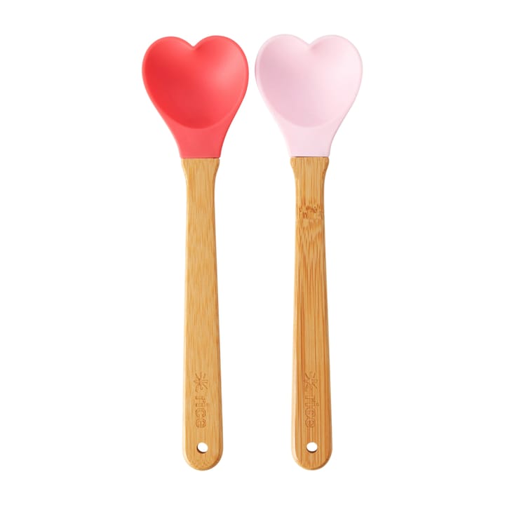 Set de 2 cucharas de silicona con mango de bambú Rice 23 cm - Red-pink - RICE
