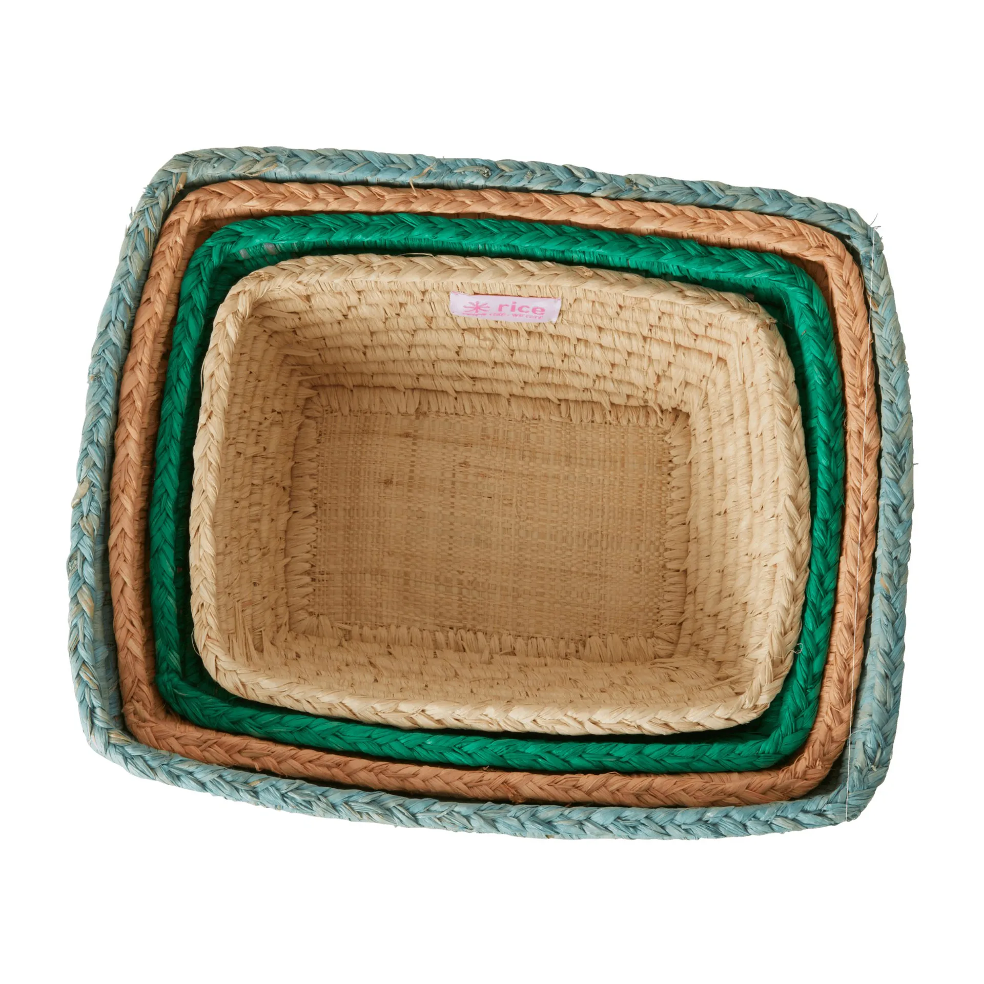 Set de 4 paneras Rice rafia, Disco ball RICE