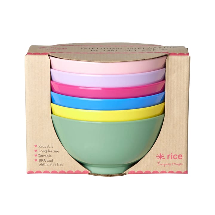 Set de 6 boles medianos Rice melamina Ø15 cm, Multicolor RICE