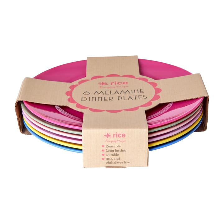 Set de 6 platos de melamina Rice Ø26 cm - Multicolor - RICE