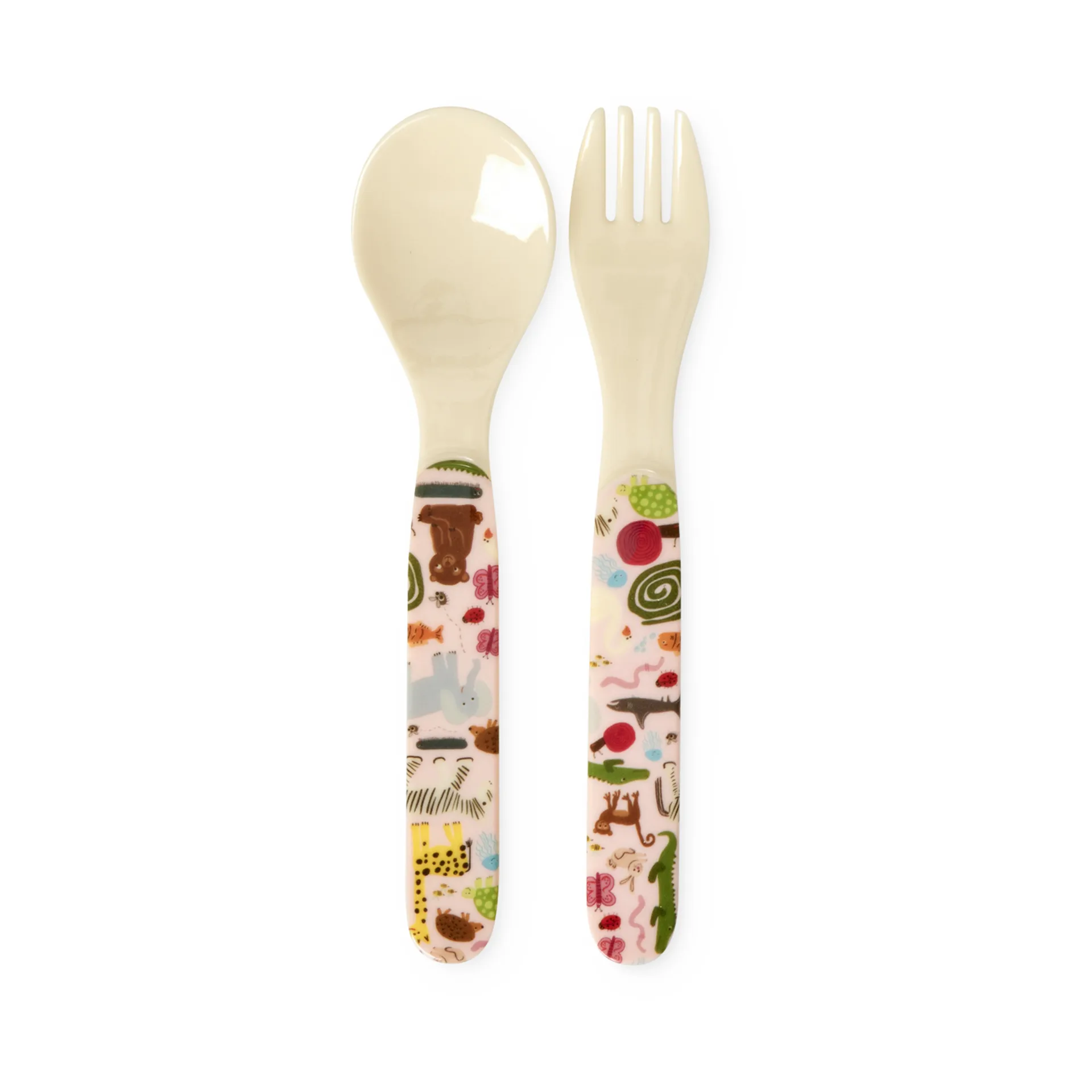 Set de cubiertos infantil Rice wildlife, 2 piezas, Pink RICE