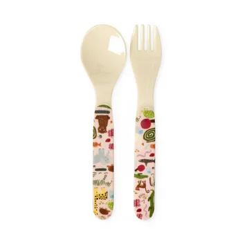 Set de cubiertos infantil Rice wildlife, 2 piezas - Pink - RICE