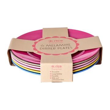 Set de platos Rice melamina Ø26 cm, 6-pack - Multicolor - RICE