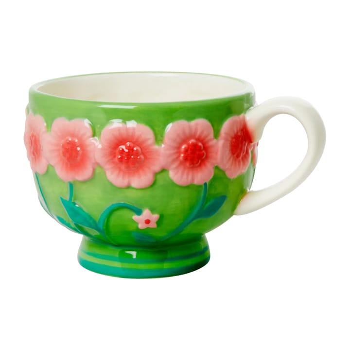 Taza de cerámica Rice Embossed Flower 30 cl - Sage green - RICE