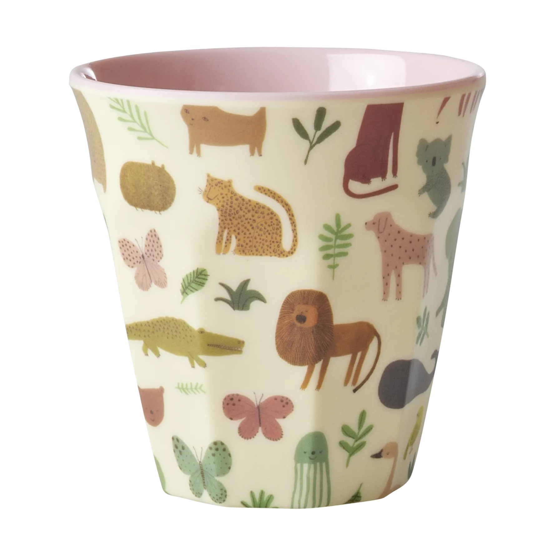 Taza infantil Rice melamina, Estampado Jungla Dulce-Rosa Suave RICE