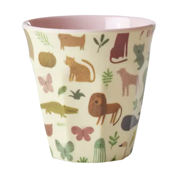 Taza infantil Rice melamina - Estampado Jungla Dulce-Rosa Suave - RICE