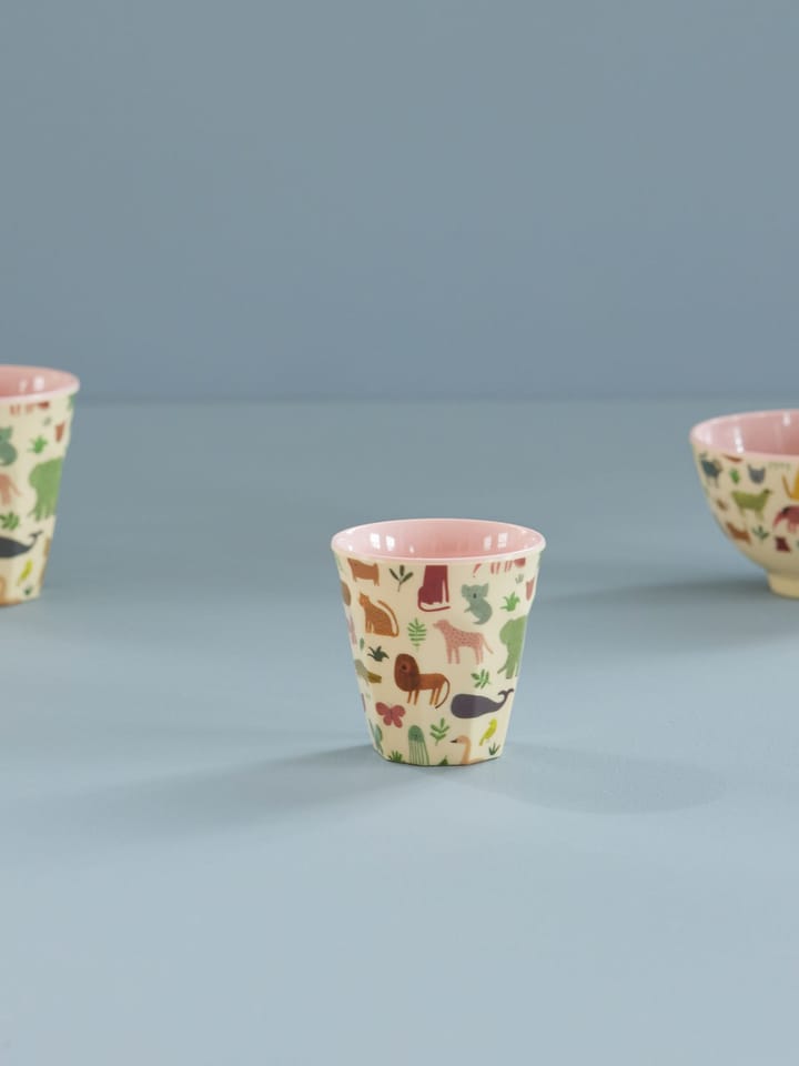 Taza infantil Rice melamina, Estampado Jungla Dulce-Rosa Suave RICE