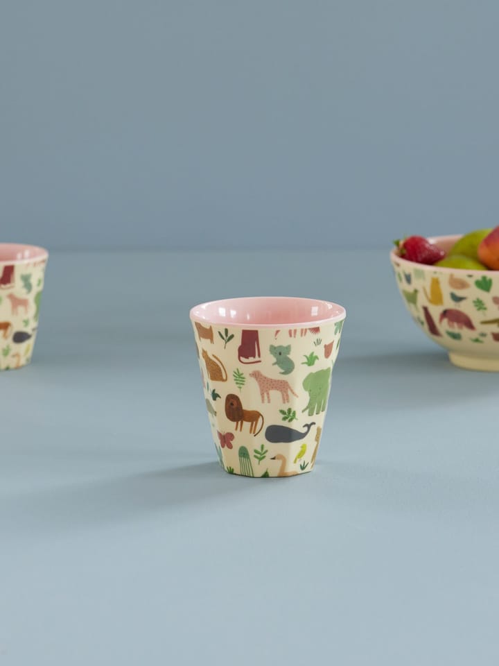 Taza melamina Rice mediana, Estampado Jungla Dulce - Rosa Suave RICE