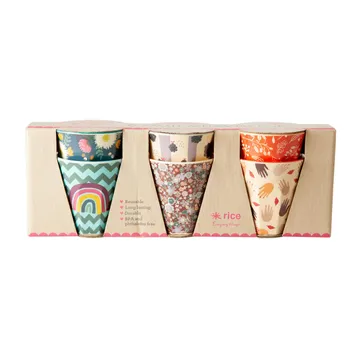 Tazas pequeñas Rice melamina, 6-pack - Disco ball-prints - RICE
