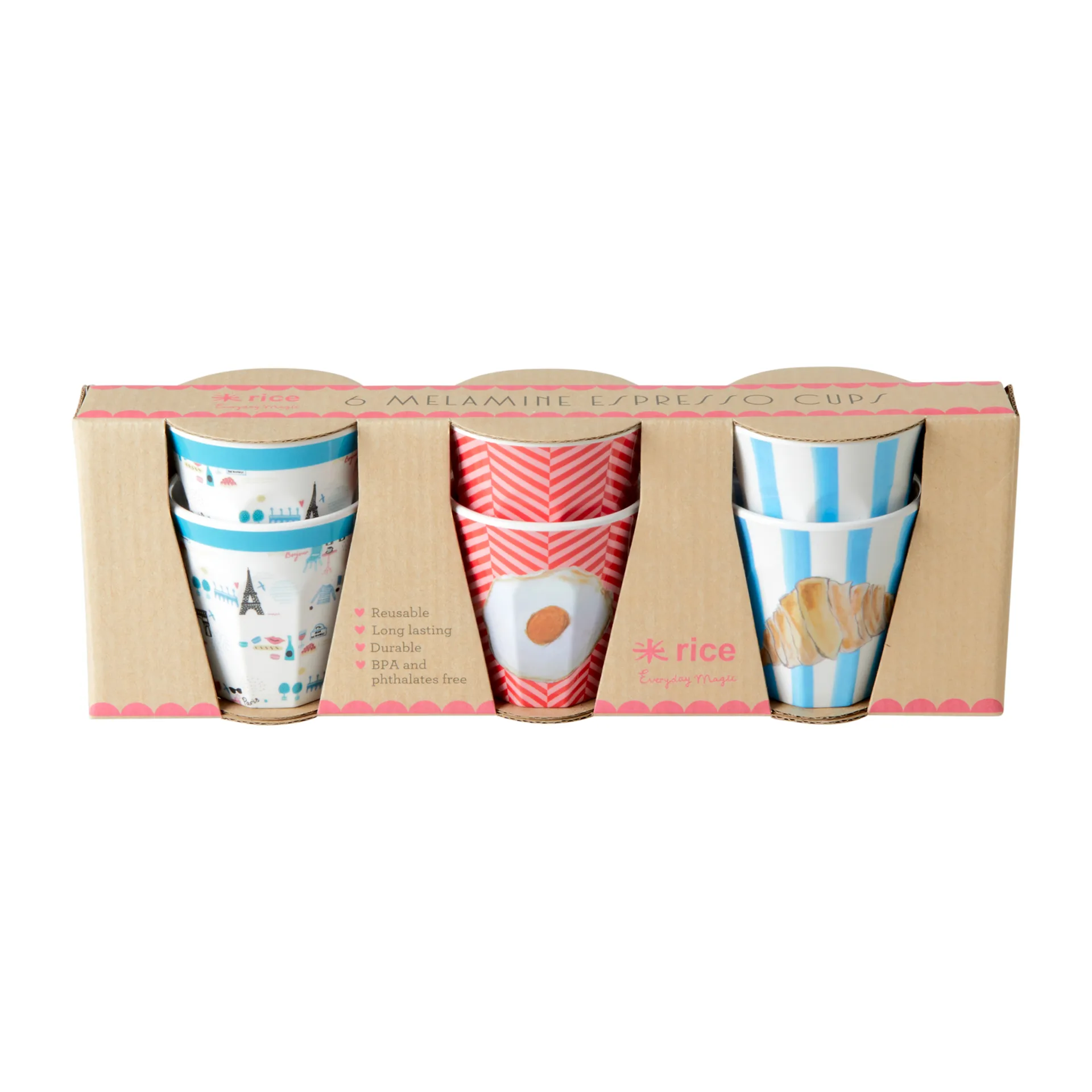 Tazas XS Rice melamina, 6-pack, Breakfast RICE