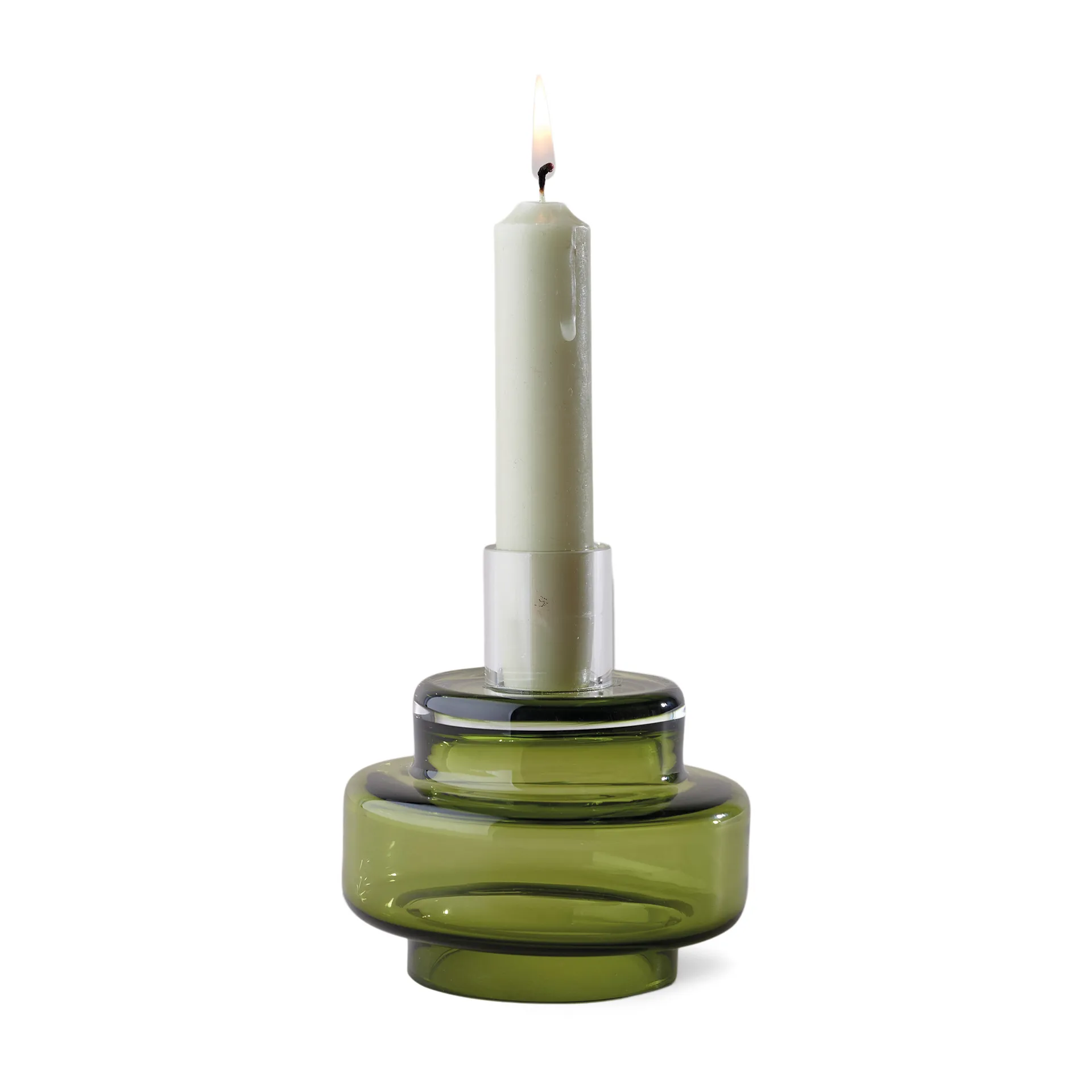 Glass candlestick no. 54, Moss green Ro Collection