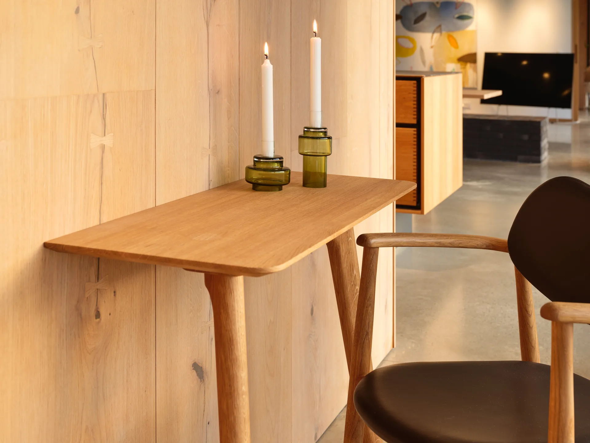 Glass candlestick no. 54, Moss green Ro Collection