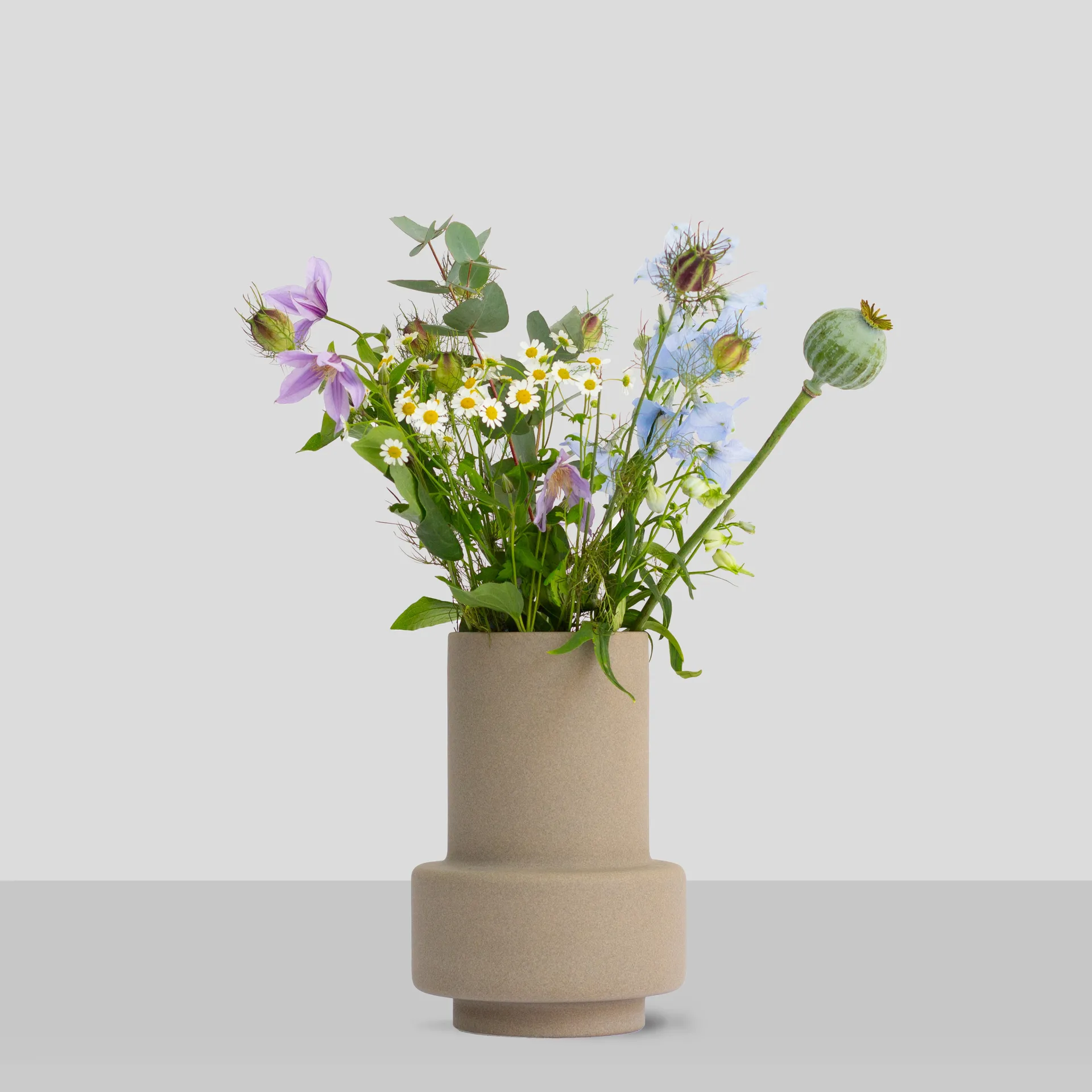 Jarrón Hurricane L Ø17, Light Stone Ro Collection