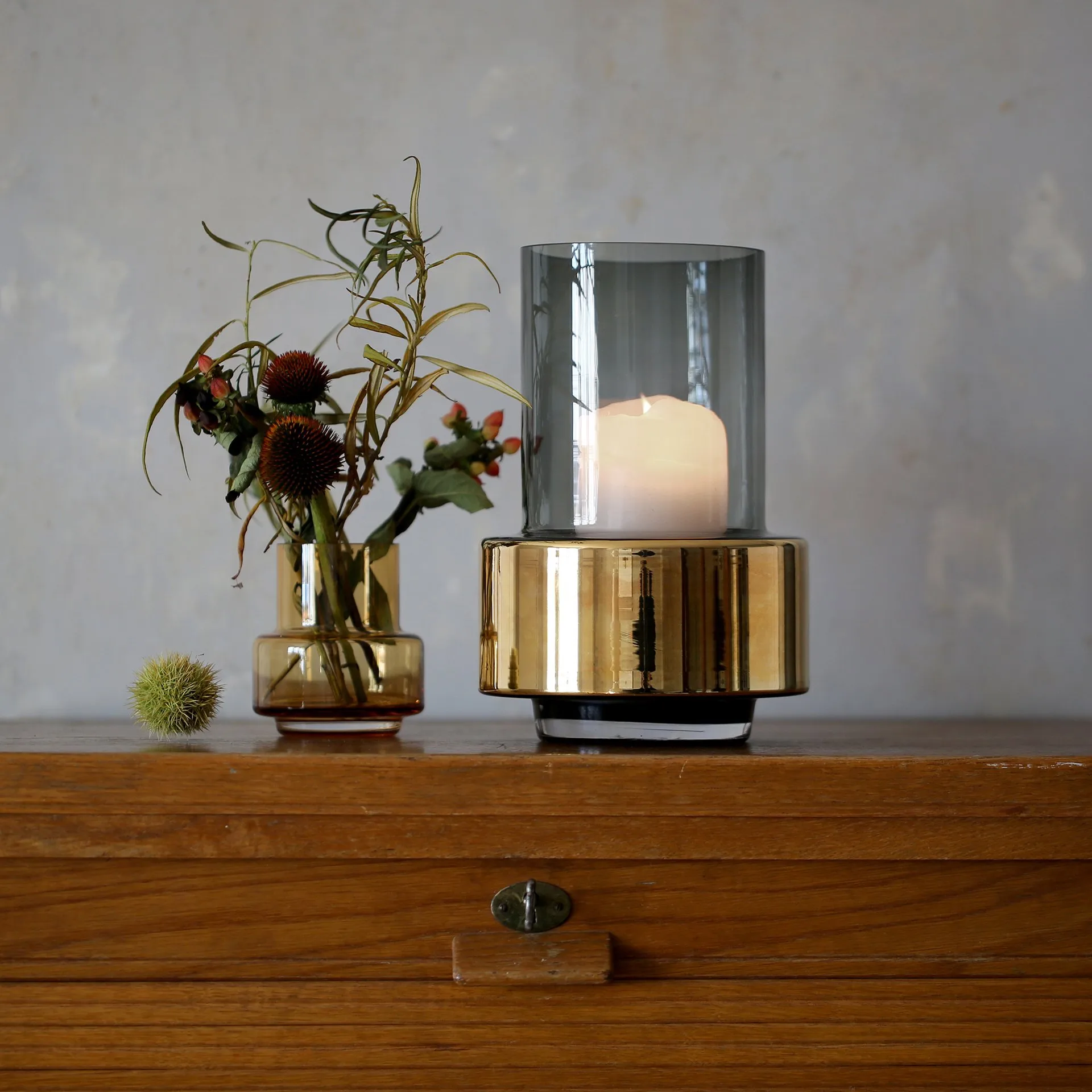 Jarrón Hurricane smoked no. 26, Oro Ro Collection