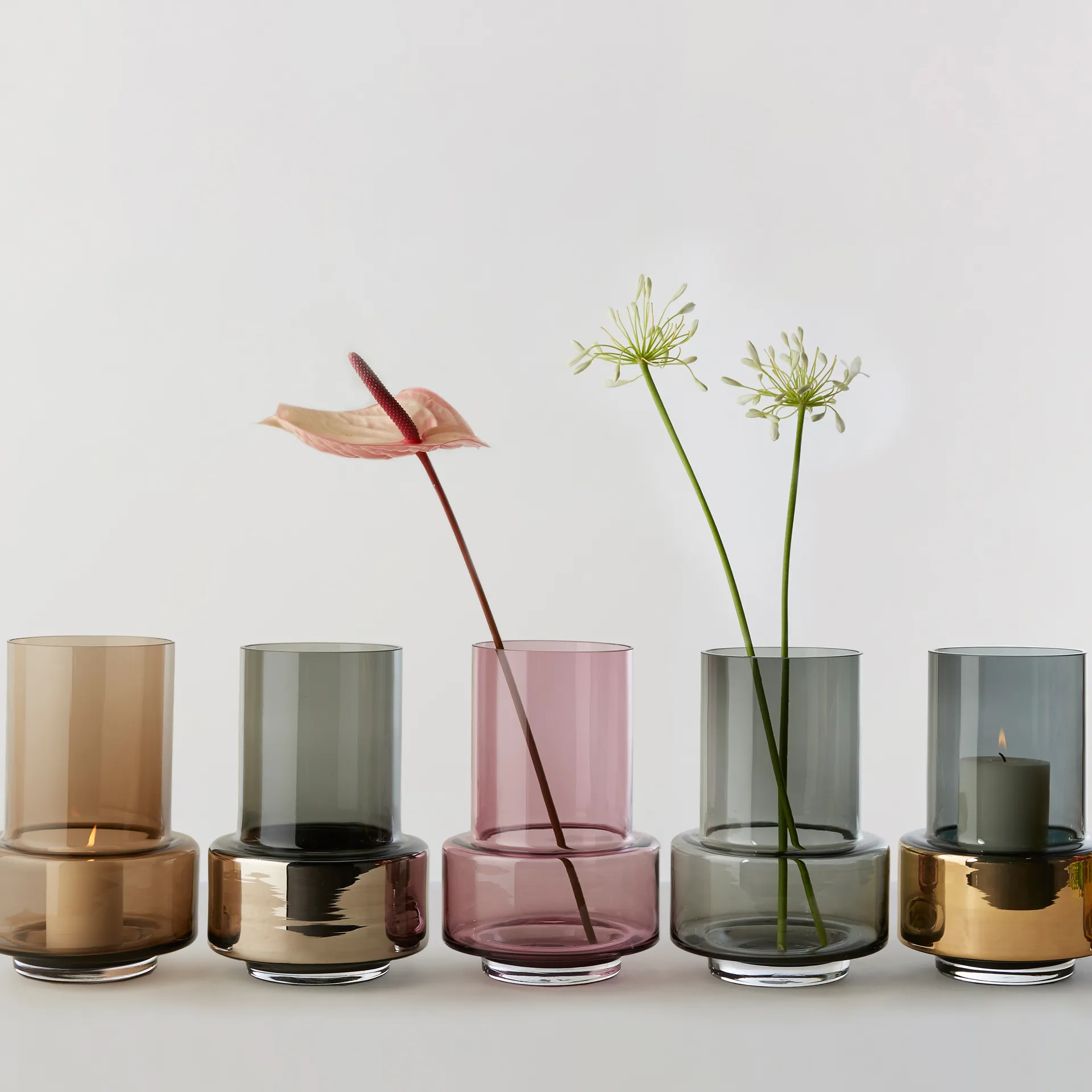 Jarrón Hurricane smoked no. 26, Platino Ro Collection